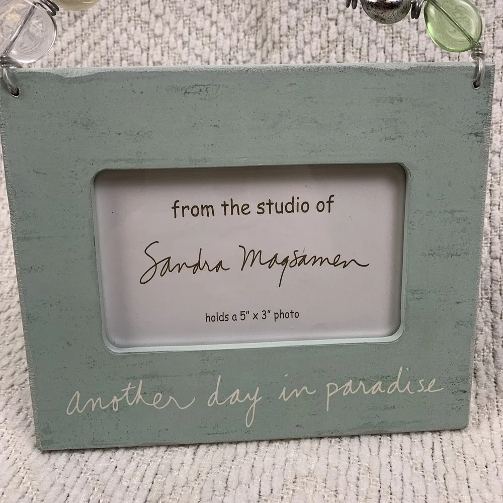 Sandra Magsamen Picture Photo Frame Beach‎ House Decor Sea Glass Look 3 x 5
